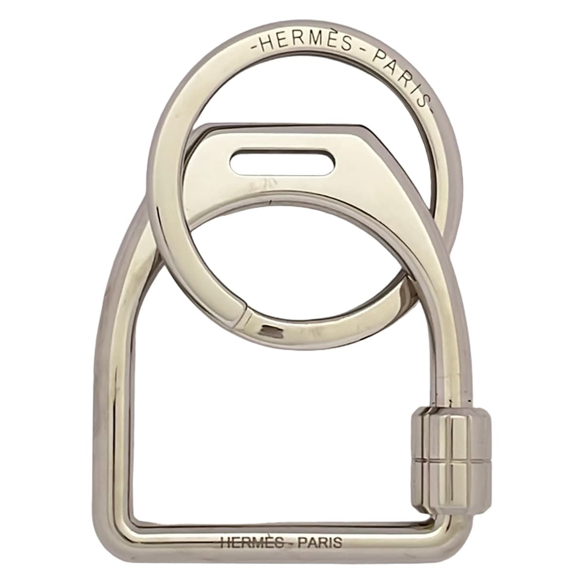 Hermes Key Holder Etrier Silver Key Ring — view 4
