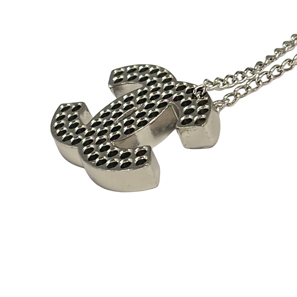 Chanel Necklace Silver CC Logo Perforated — view 5
