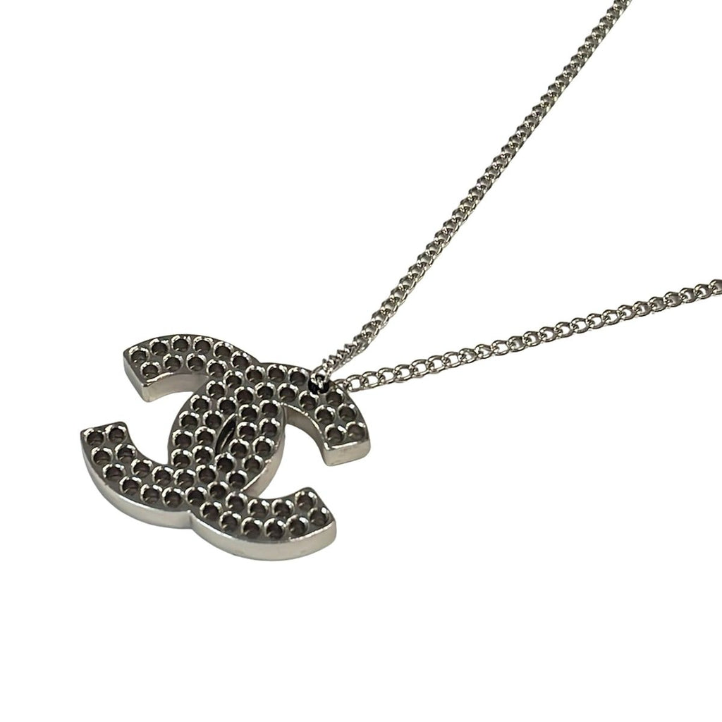 Chanel Necklace Silver CC Logo Perforated