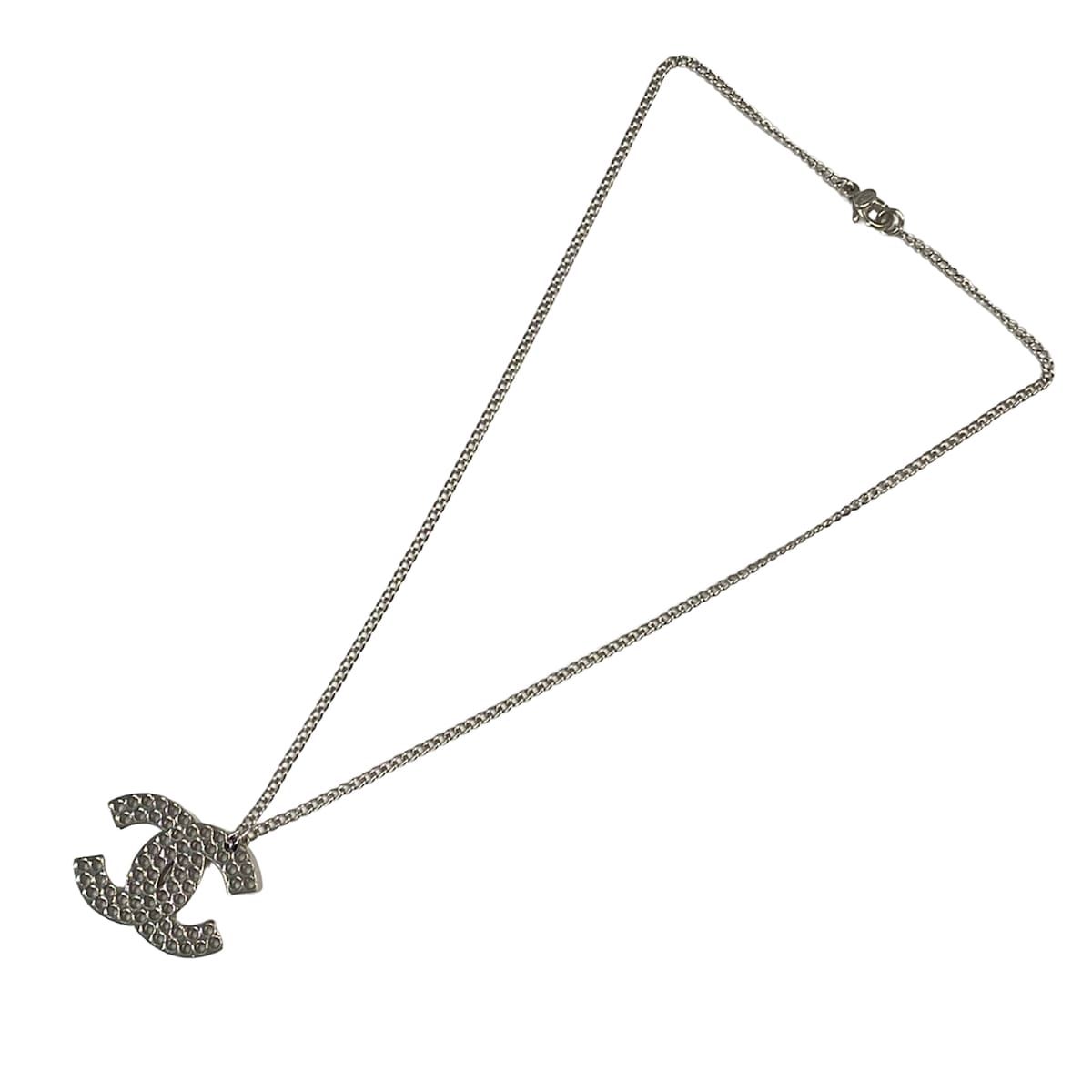 Chanel Necklace Silver CC Logo Perforated — view 2