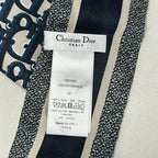 Dior Scarf Navy Dark Beige Ribbon Logo Glam — view 2