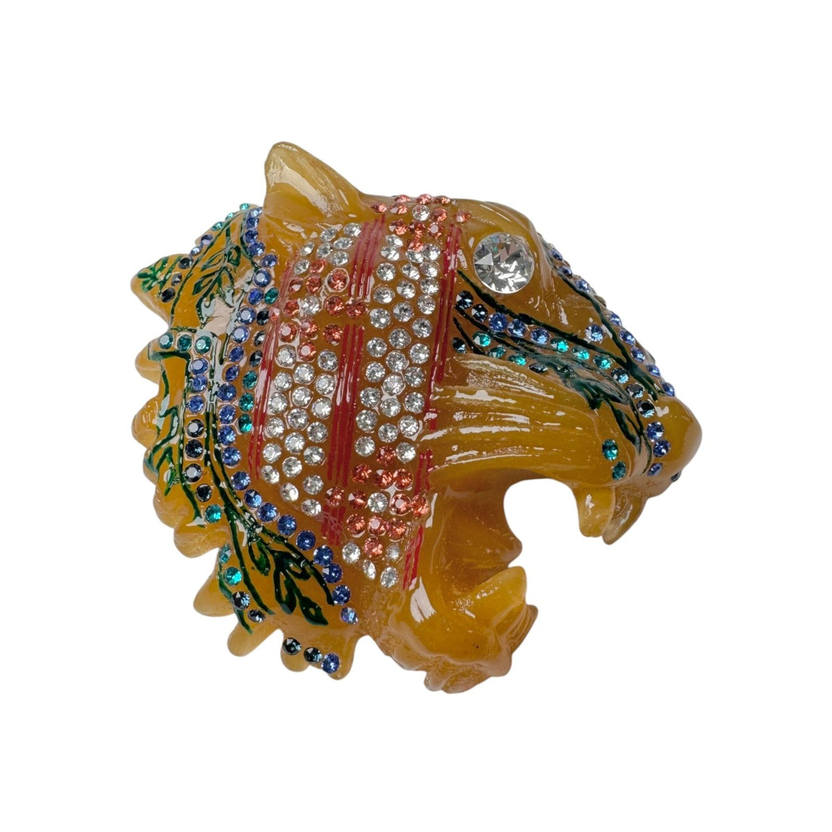 Gucci Brooch Rajah Tiger Head Rhinestone