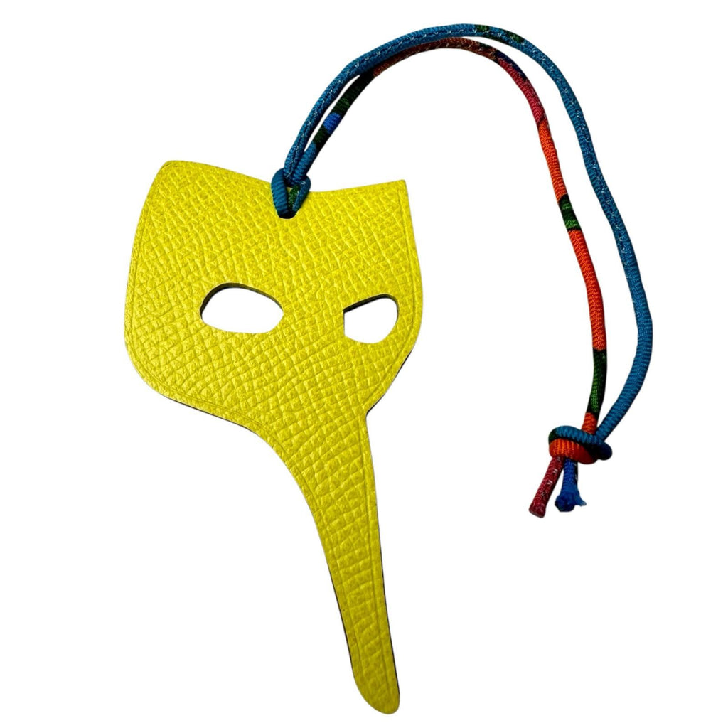 Hermes Petit H Charm Kamen Mask Blue Yellow Keychain — view 2