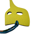 Hermes Petit H Charm Kamen Mask Blue Yellow Keychain — view 5