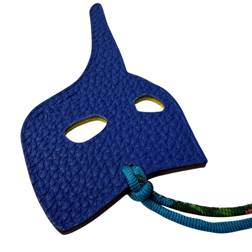Hermes Petit H Charm Kamen Mask Blue Yellow Keychain — view 4