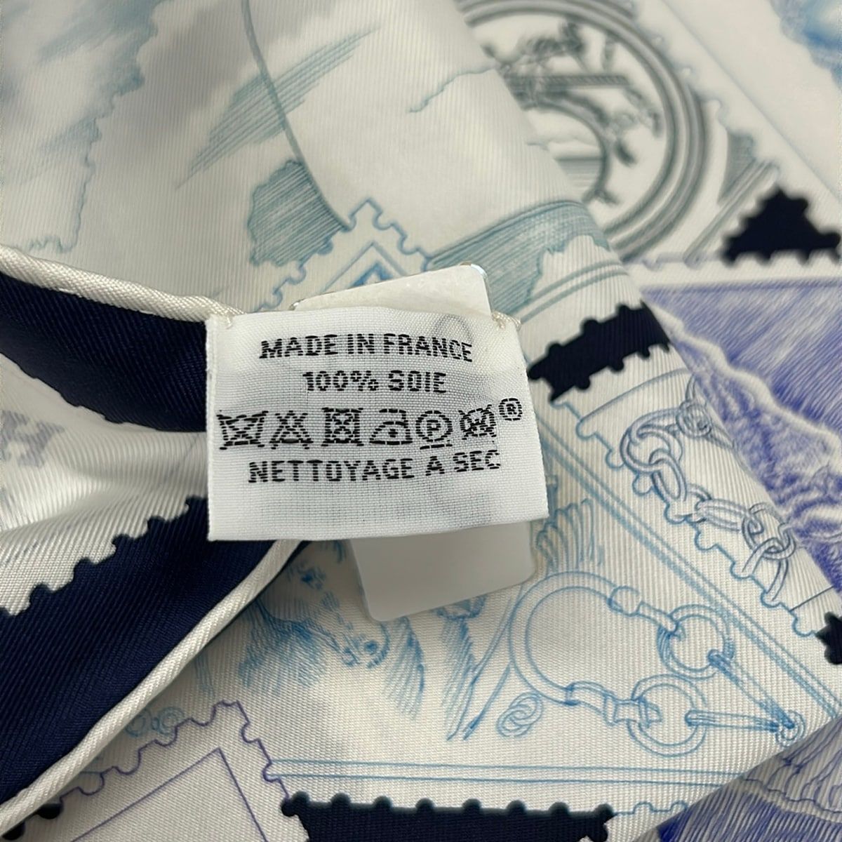 Hermes Scarf Carre 90 Dark Navy White Multi le Philateliste du Faubourg — view 3