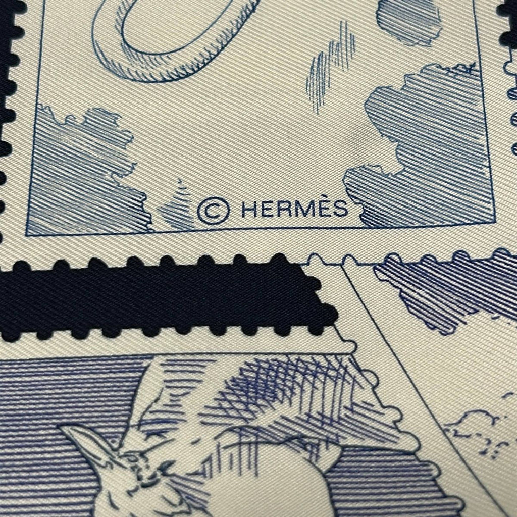 Hermes Scarf Carre 90 Dark Navy White Multi le Philateliste du Faubourg — view 2