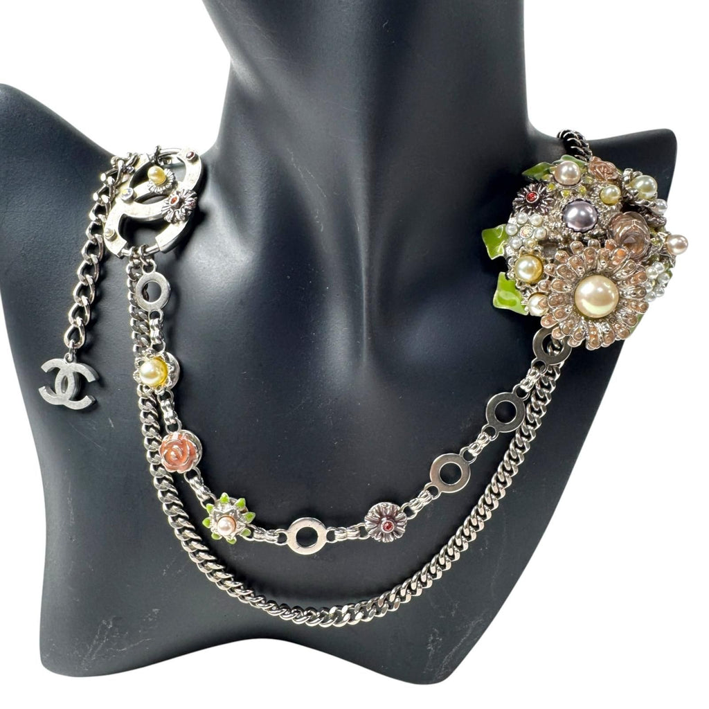 Chanel 05P Floral Chain Belt Necklace 2-Way CC Logo