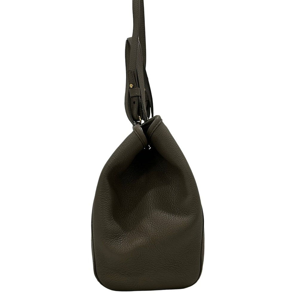 Celine Tote Bag Small Fold Cabas Gray Beige Leather — view 2