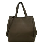 Celine Tote Bag Small Fold Cabas Gray Beige Leather