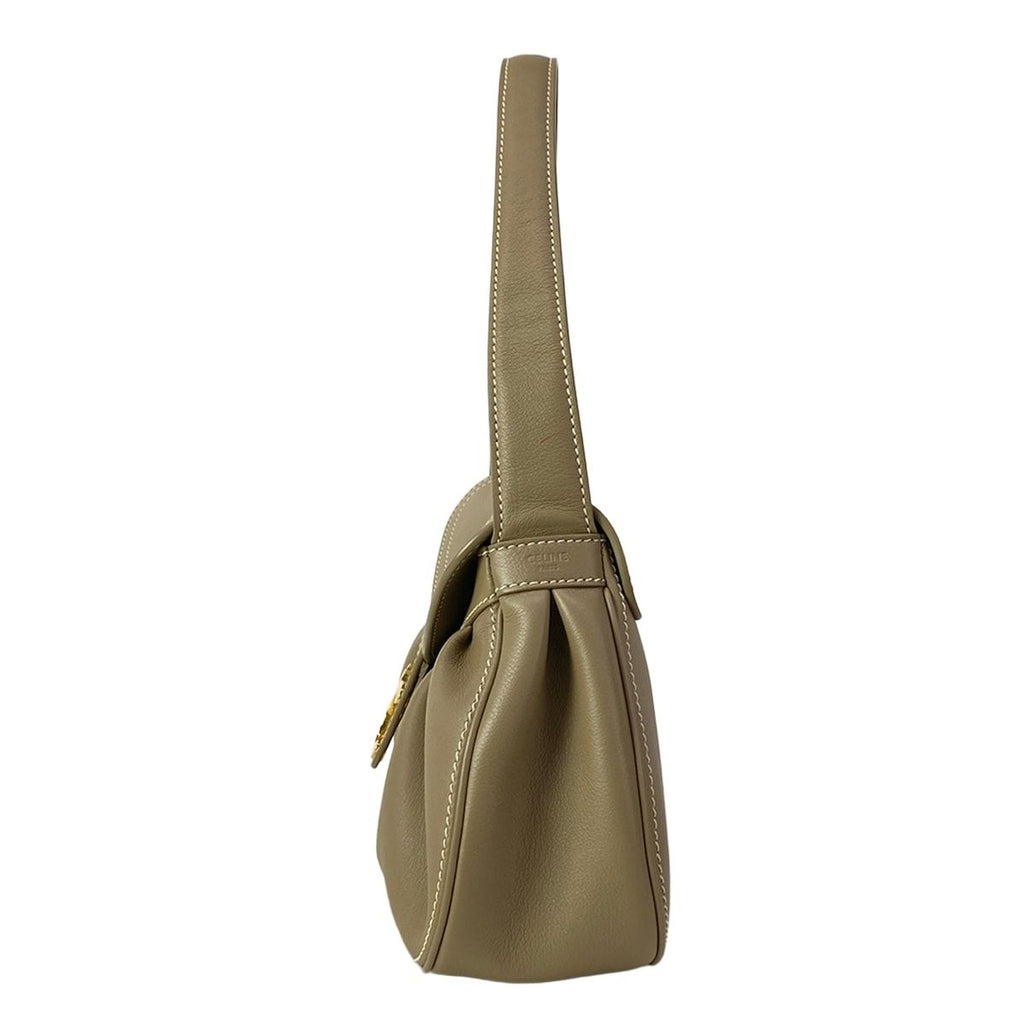 Celine Shoulder Bag Medium Polly Gray Beige Leather — view 4