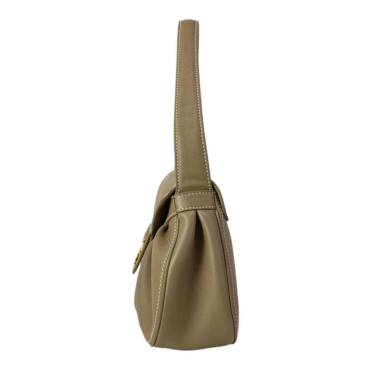Celine Shoulder Bag Medium Polly Gray Beige Leather — view 4