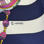 Hermes Scarf Carre 90 White Navy Red Parmi les Fleurs Je Compte les Heures Silk — view 2