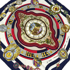 Hermes Scarf Carre 90 White Navy Red Parmi les Fleurs Je Compte les Heures Silk