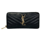 Saint Laurent Paris Wallet Monogram Full Zip Black Gold Zip Around