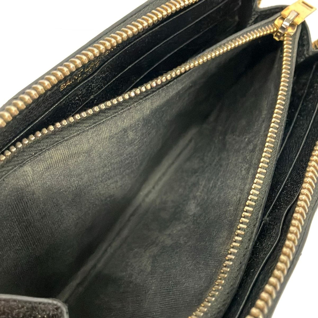 Saint Laurent Paris Wallet Monogram Full Zip Black Gold Zip Around — view 4