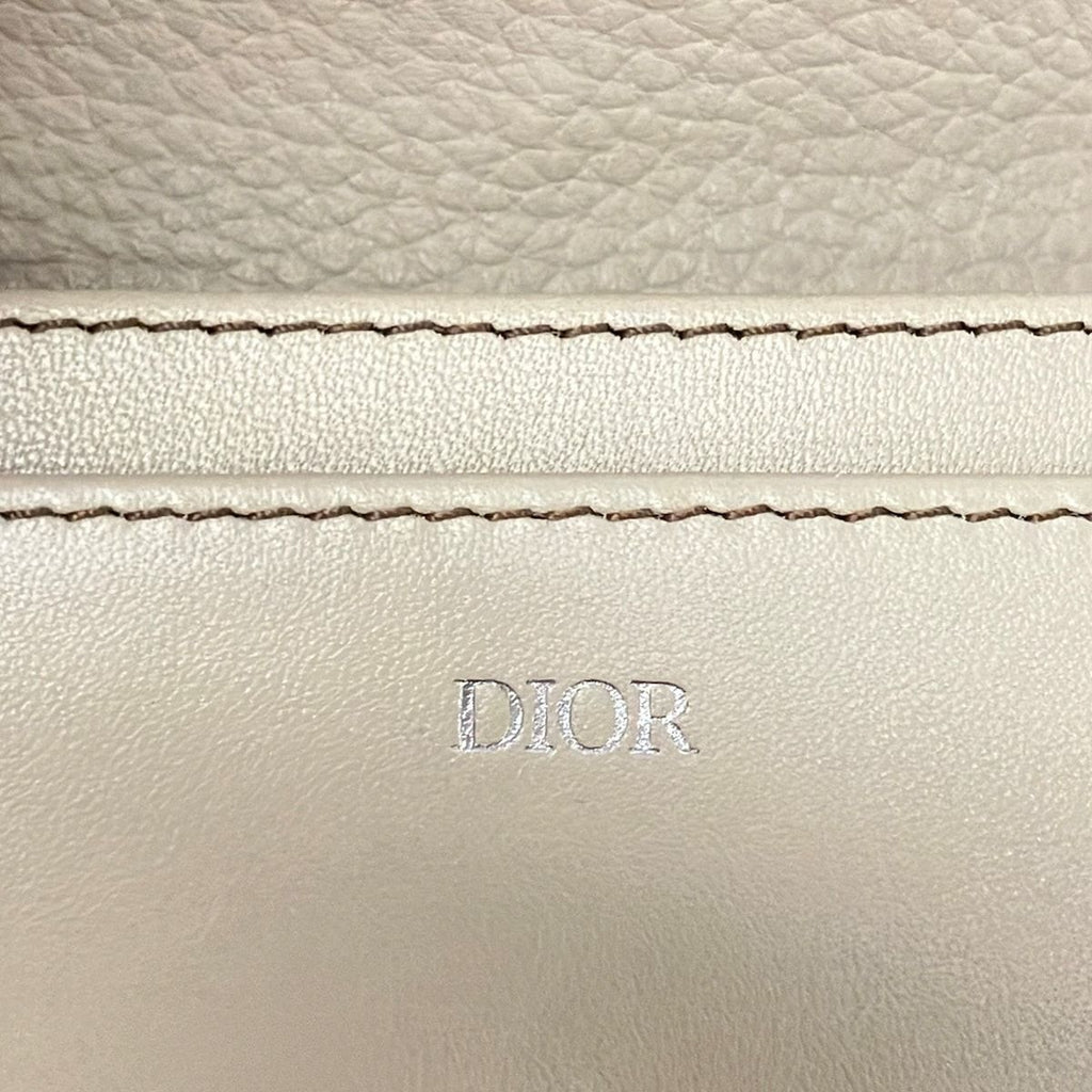 Dior Business Card Case Greige Leather — view 5