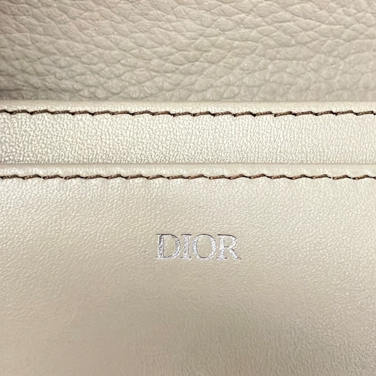 Dior Business Card Case Greige Leather — view 5