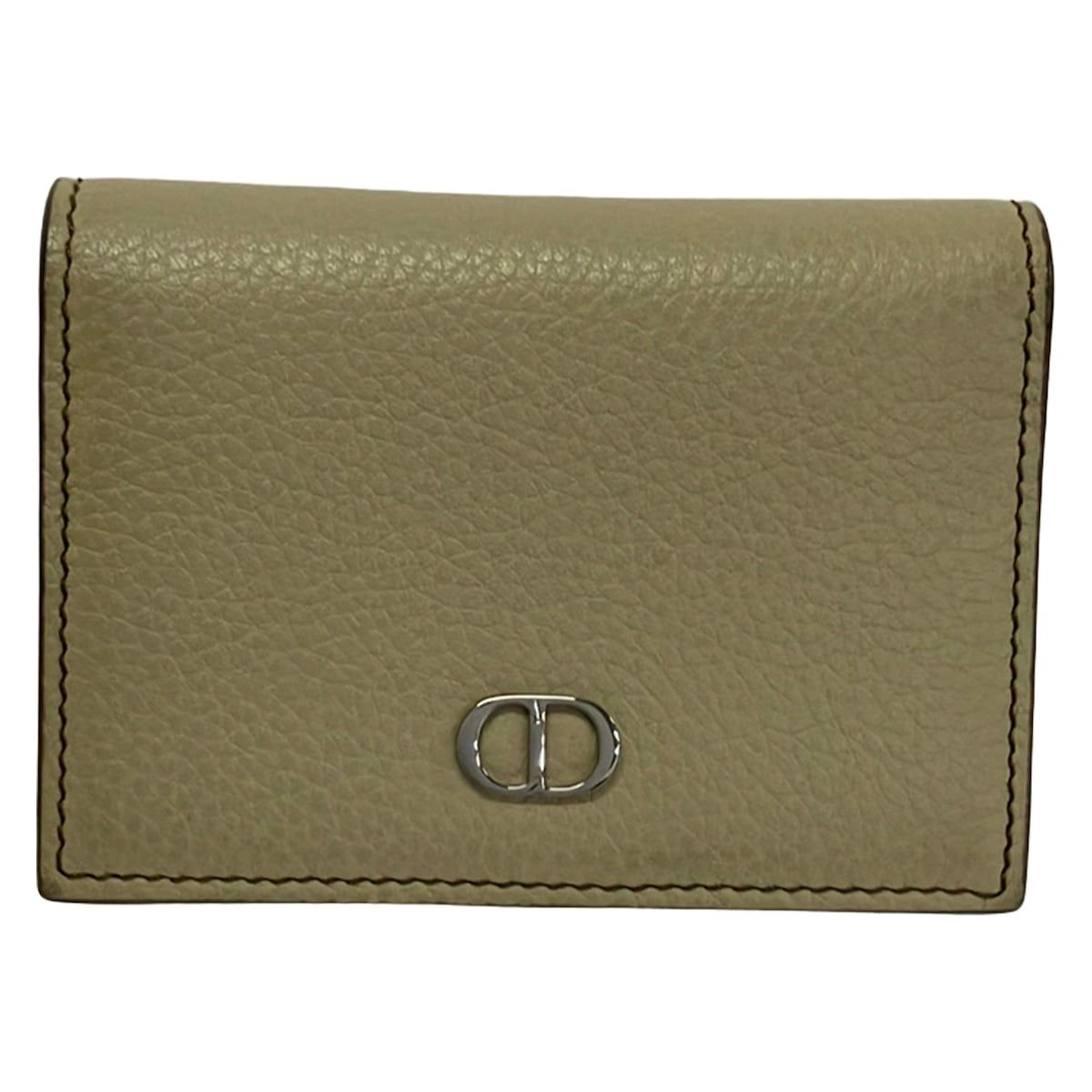 Dior Business Card Case Greige Leather