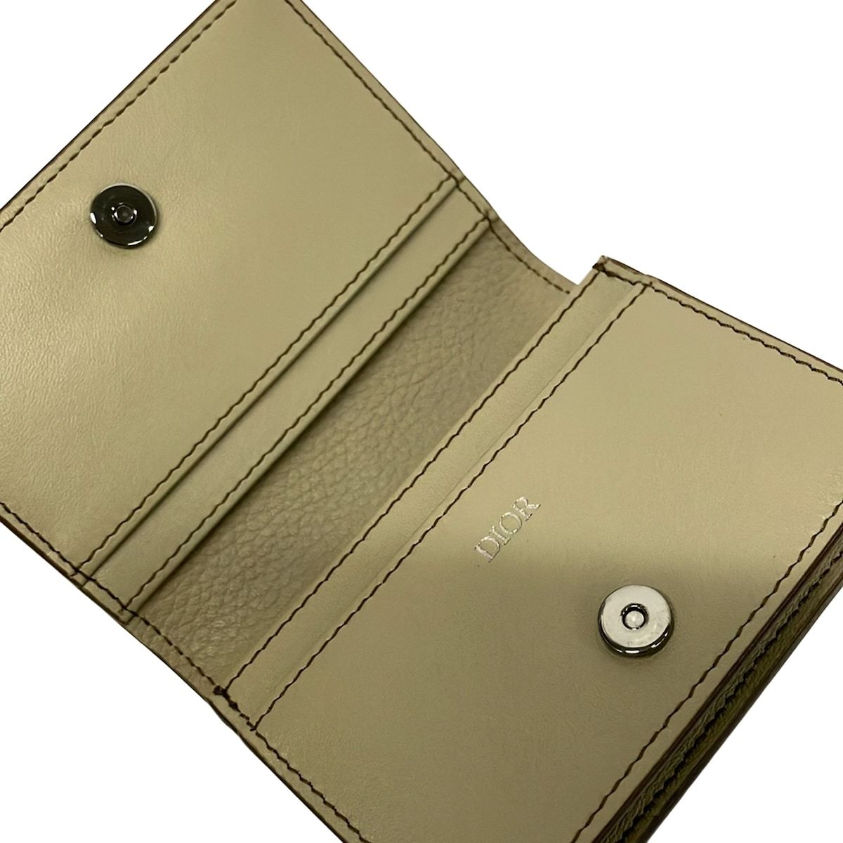 Dior Business Card Case Greige Leather — view 3