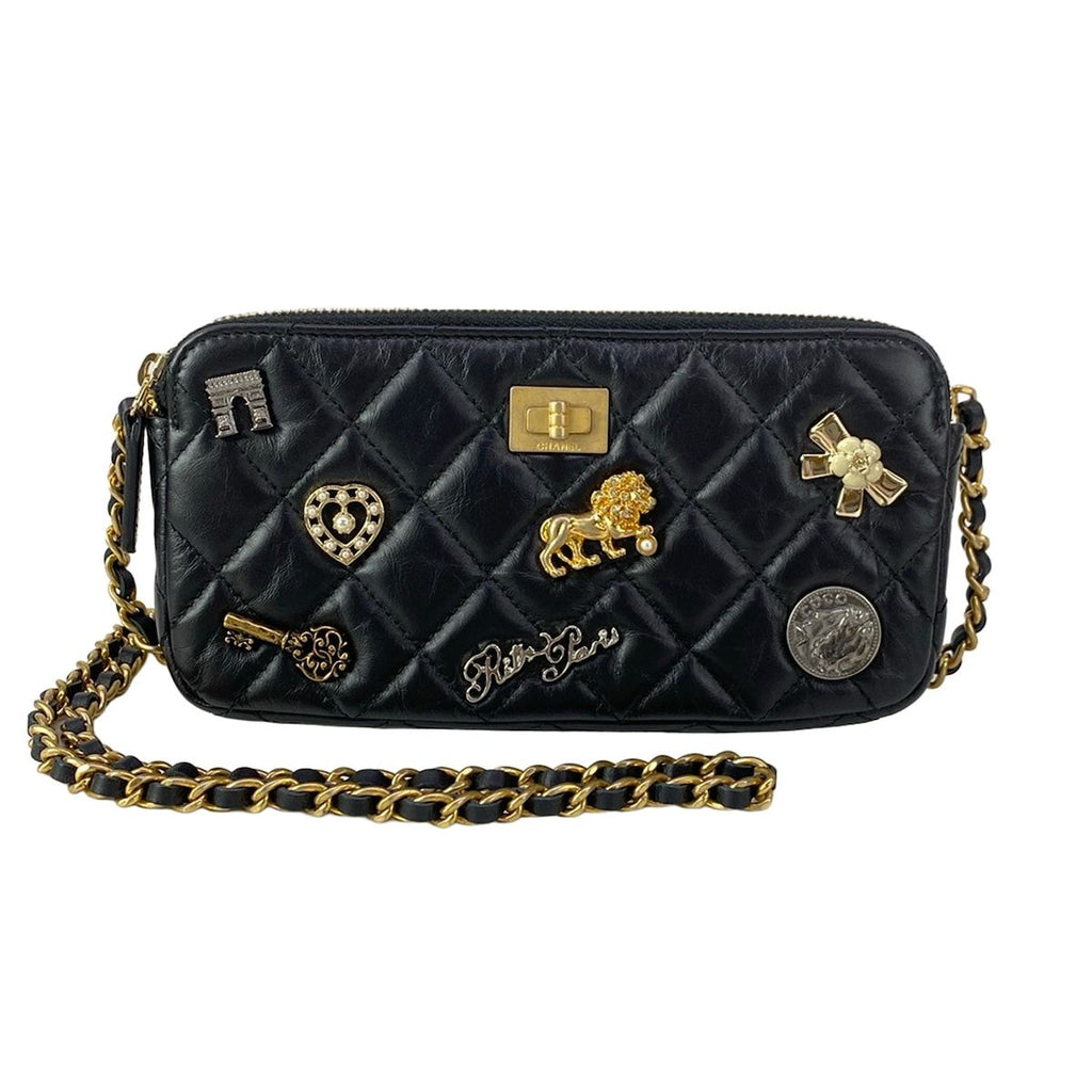 Chanel Wallet Black Chain Vintage Gold Shoulder Bag