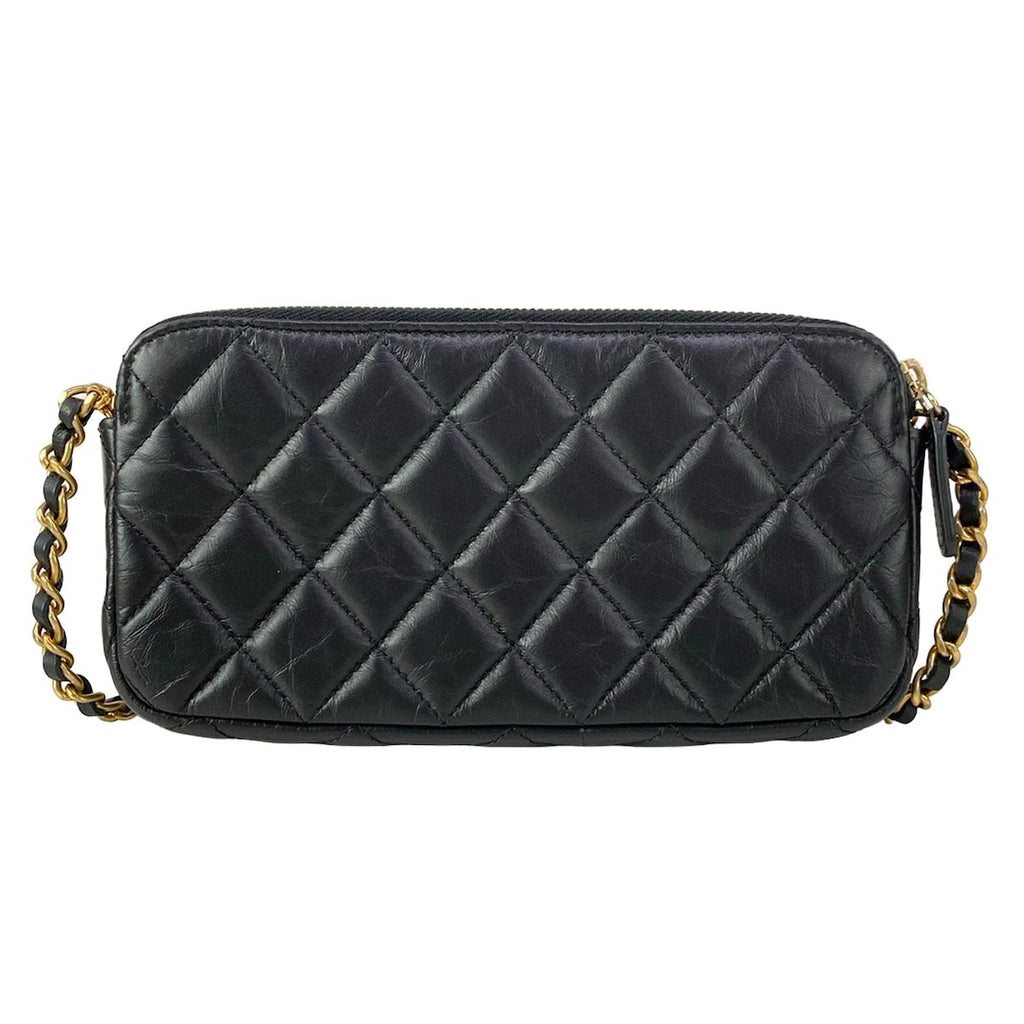 Chanel Wallet Black Chain Vintage Gold Shoulder Bag — view 2