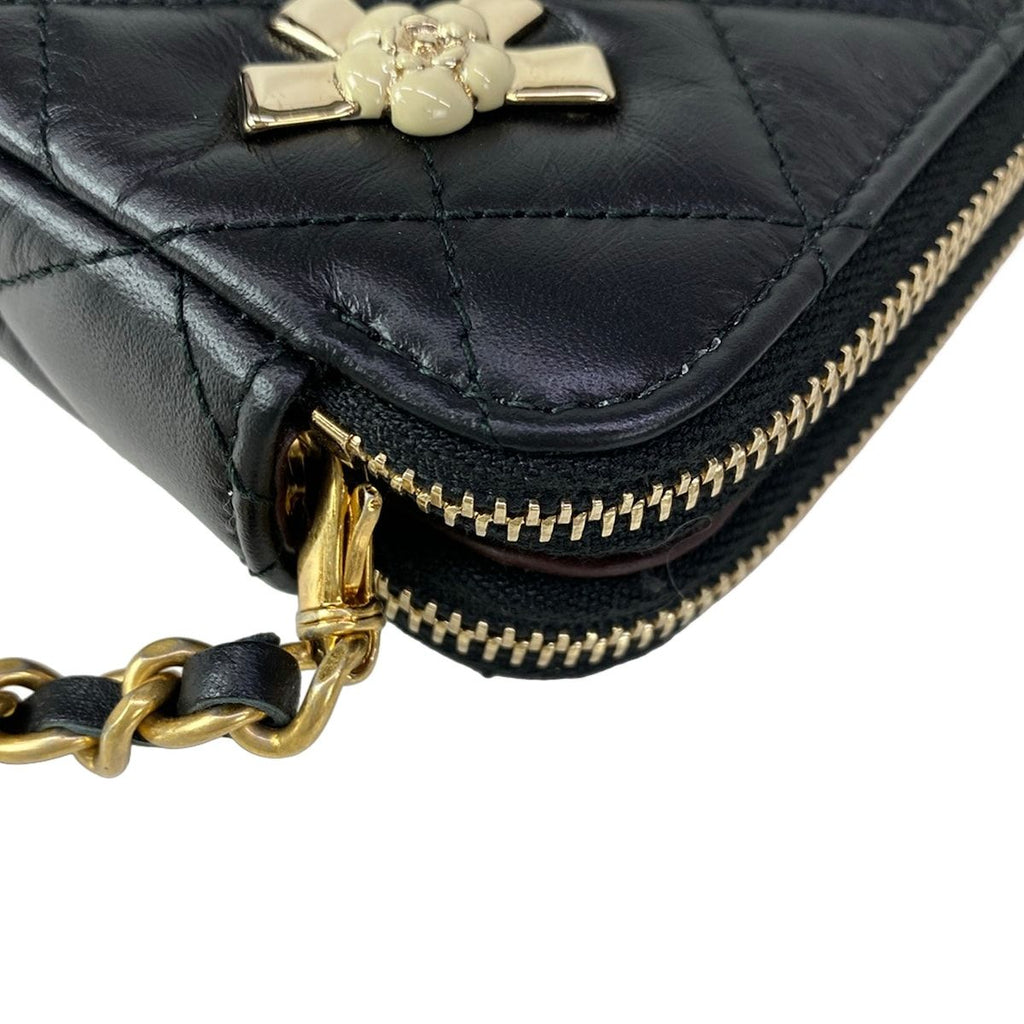 Chanel Wallet Black Chain Vintage Gold Shoulder Bag — view 8