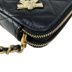 Chanel Wallet Black Chain Vintage Gold Shoulder Bag — view 8