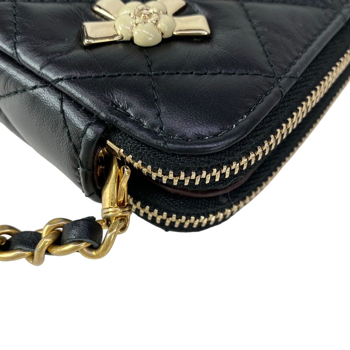 Chanel Wallet Black Chain Vintage Gold Shoulder Bag — view 8