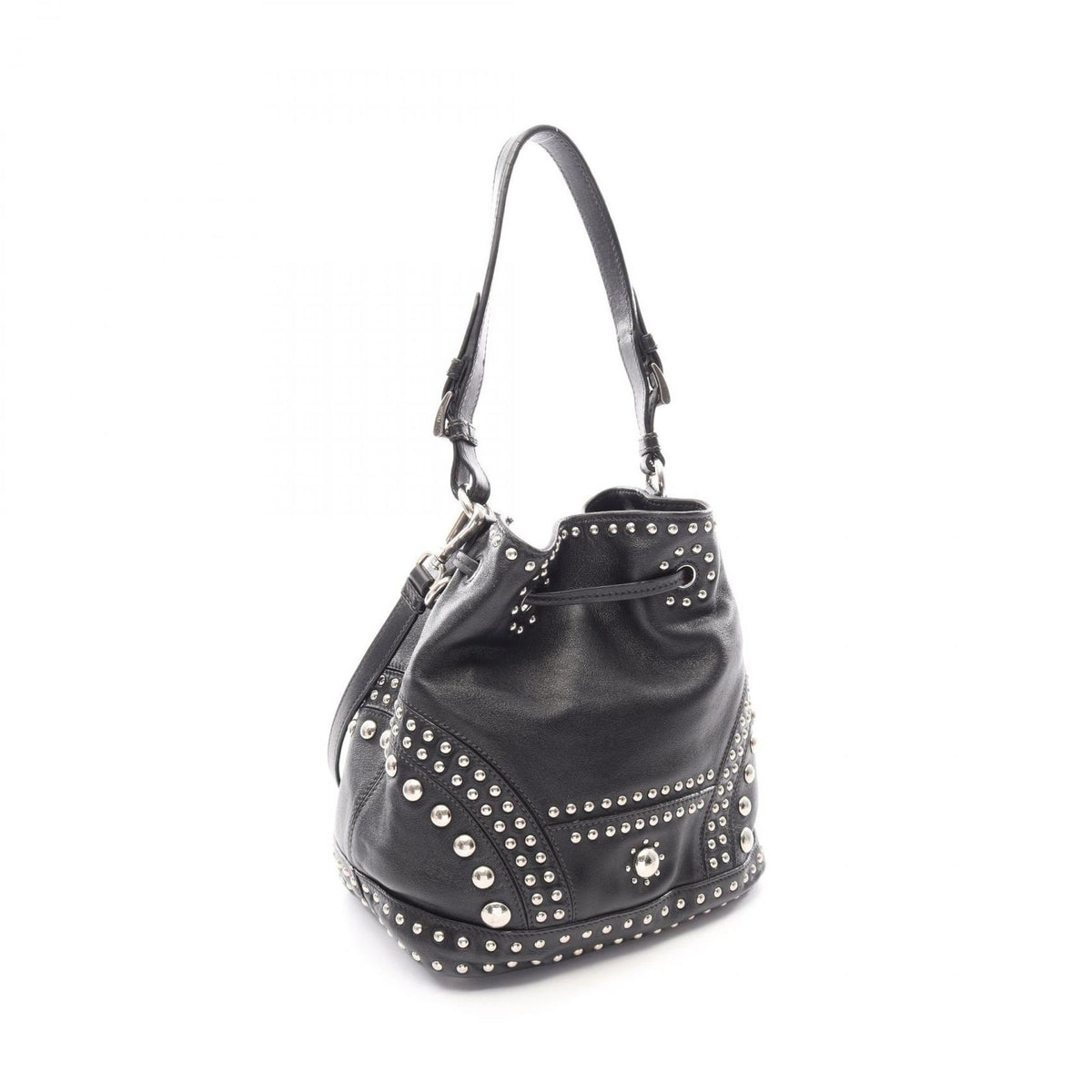 Prada Studs Black Leather 2-Way Bucket Bag — view 2