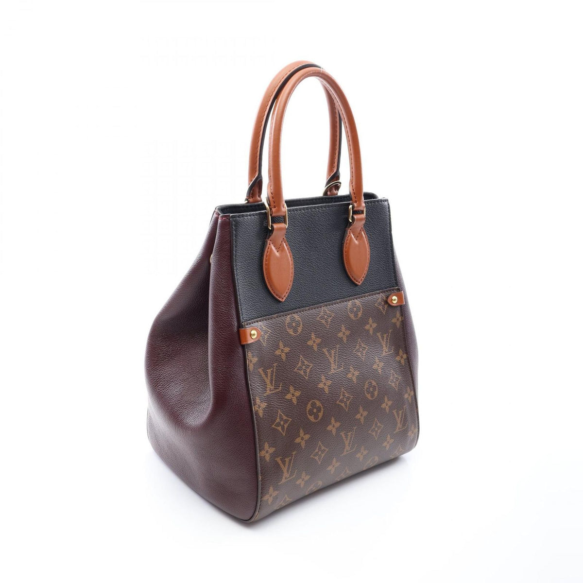 Louis Vuitton Handbag Fold Tote MM Monogram Noir Wine Cream 2-Way Bordeaux — view 2