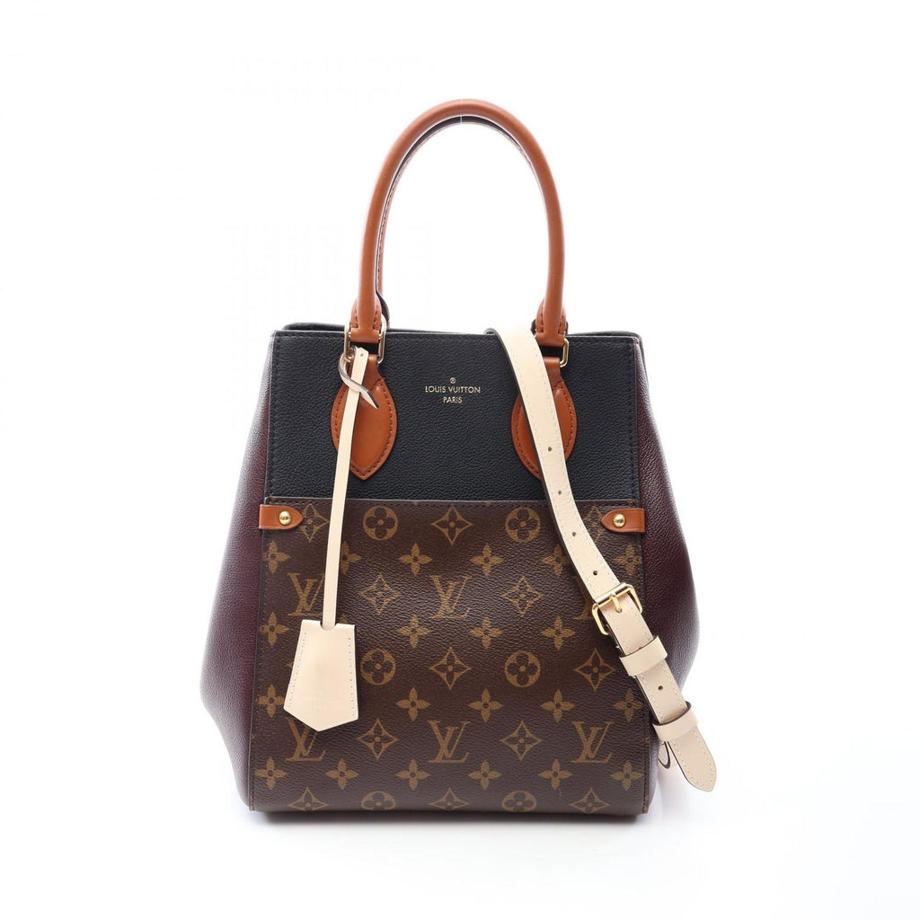 Louis Vuitton Handbag Fold Tote MM Monogram Noir Wine Cream 2-Way Bordeaux
