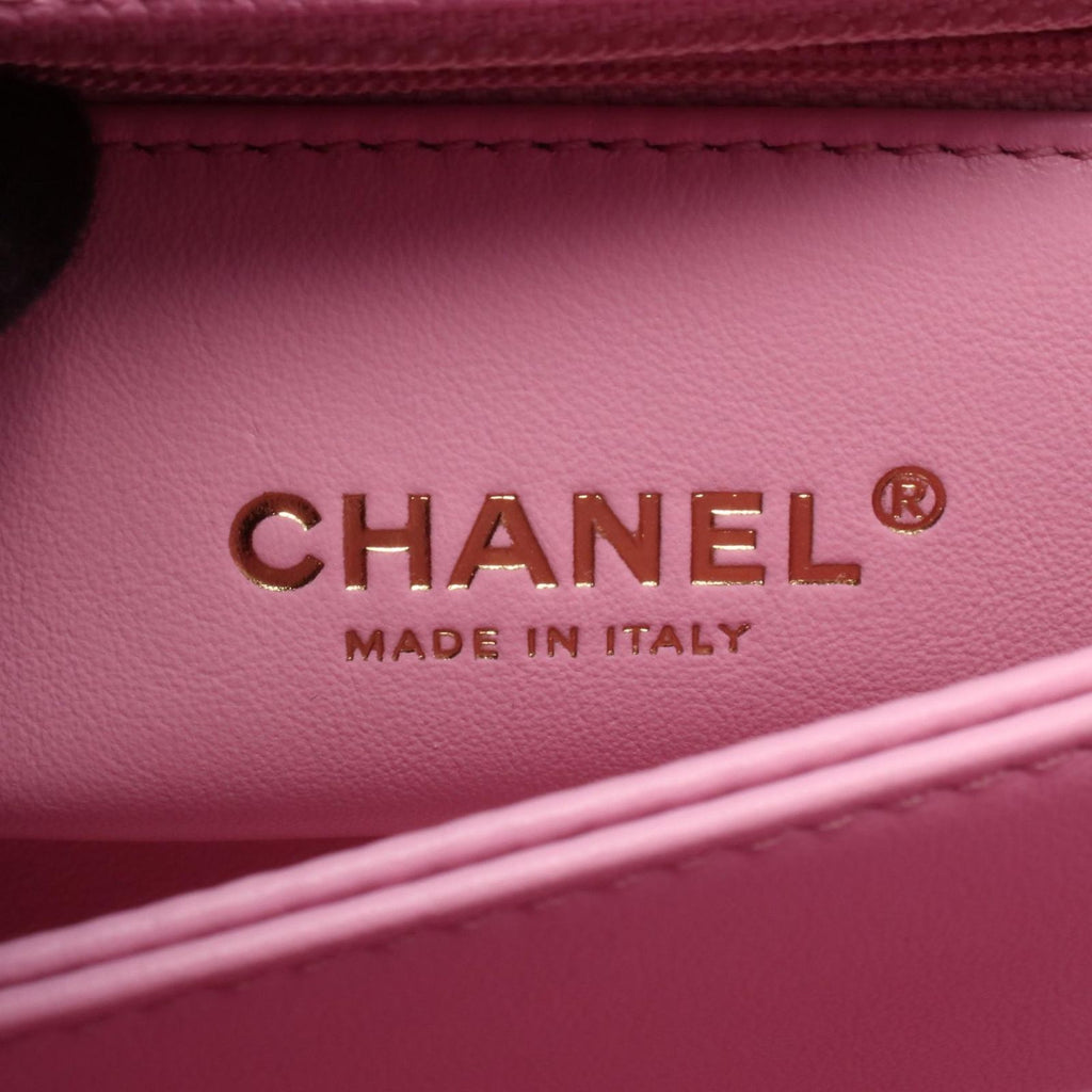 Chanel Handbag Coco Handle Flap Quilted 2-Way Pink Caviar Leather Chain — view 4