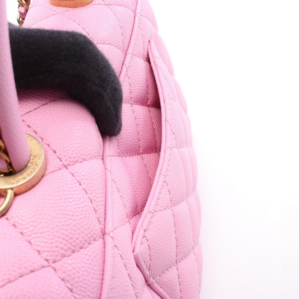 Chanel Handbag Coco Handle Flap Quilted 2-Way Pink Caviar Leather Chain — view 6