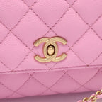 Chanel Handbag Coco Handle Flap Quilted 2-Way Pink Caviar Leather Chain — view 8