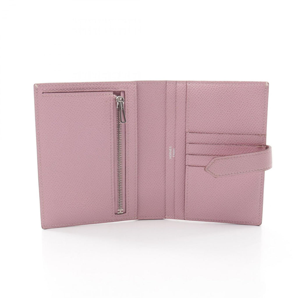 Hermes Bifold Wallet Bearn Compact Mauve Sylvestre Leather — view 3