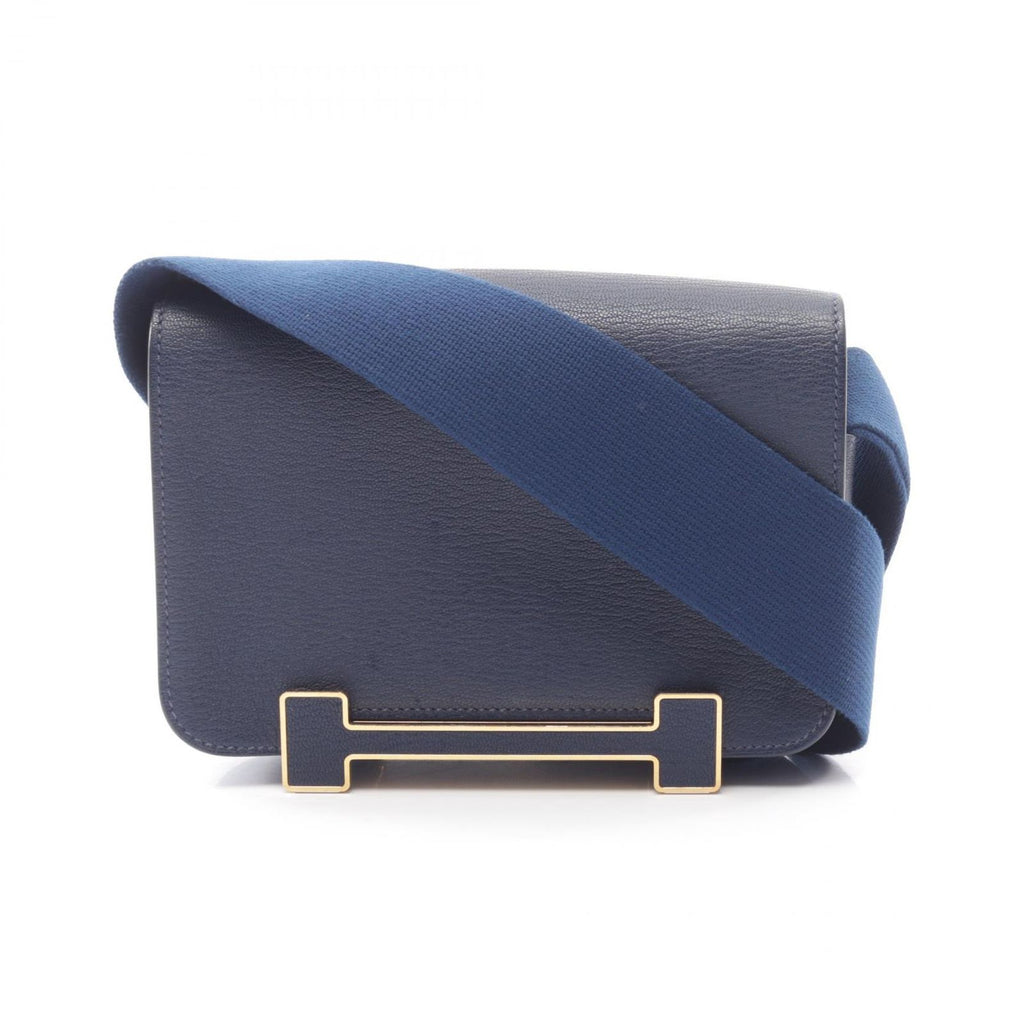 Hermes Shoulder Bag Geta Blue Navy Leather
