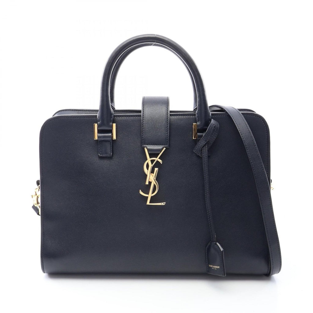 Saint Laurent Handbag Monogram Cabas 2-Way Navy Leather