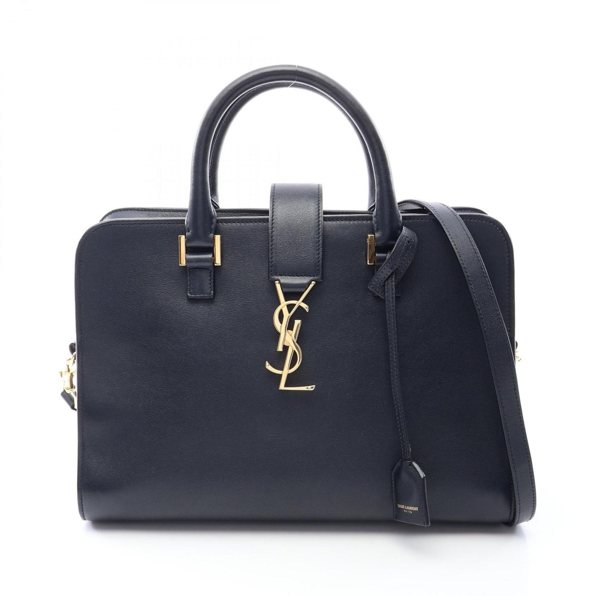 Saint Laurent Handbag Monogram Cabas 2-Way Navy Leather
