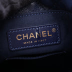 Chanel Shoulder Bag Quilted Drawstring Mini Navy Leather Fabric — view 4