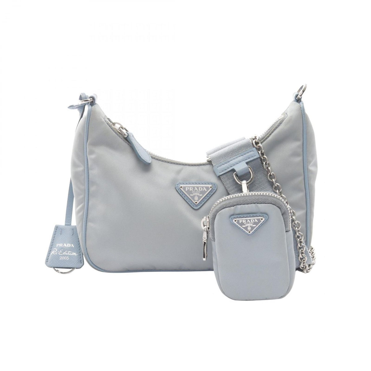 Prada Shoulder Bag Re Edition Light Blue Nylon Saffiano Leather Re 2005 Re-Nylon