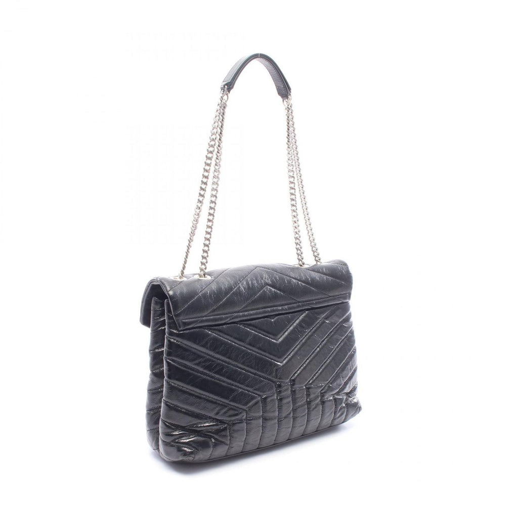 Saint Laurent Paris Shoulder Bag Loulou Medium Black Leather Chain — view 2