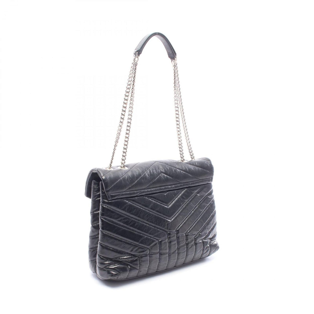 Saint Laurent Paris Shoulder Bag Loulou Medium Black Leather Chain — view 2