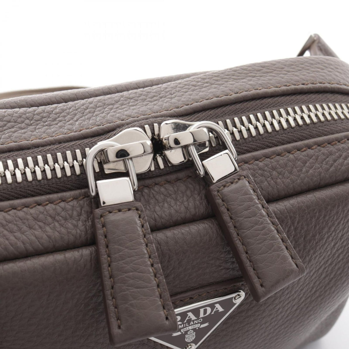 Prada Waist Bag Vitello Daino Greige Leather Triangle Logo — view 6