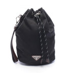 Prada Pouch Triangle Logo Black Nylon Leather