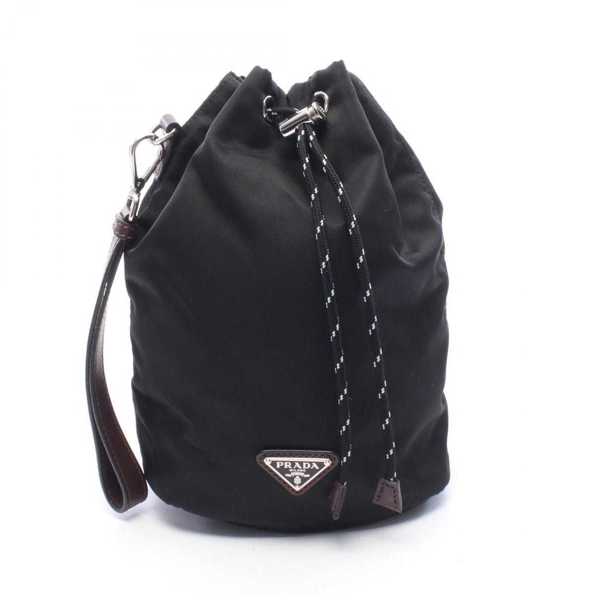 Prada Pouch Triangle Logo Black Nylon Leather