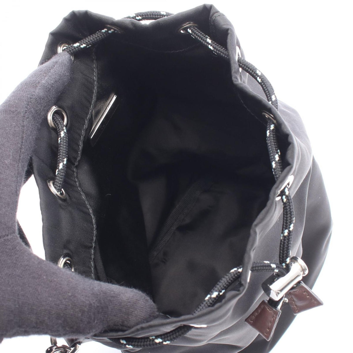 Prada Pouch Triangle Logo Black Nylon Leather — view 3