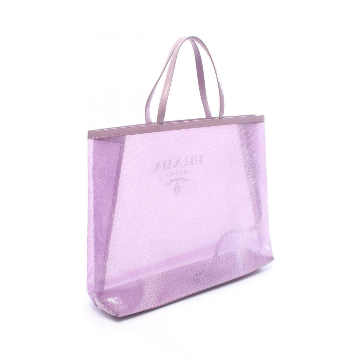 Prada Tote Bag Logo Purple Leather Mesh — view 2