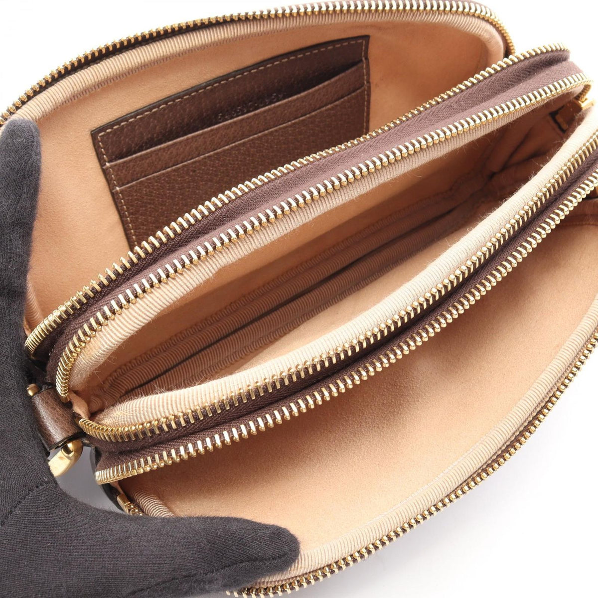 Gucci Shoulder Bag Ophidia GG Supreme Beige Brown Green Leather — view 3