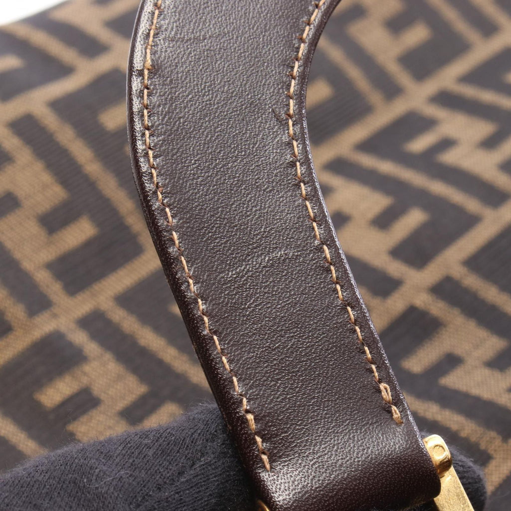 Fendi Tote Zucca Brown Black Canvas Leather Handbag — view 6